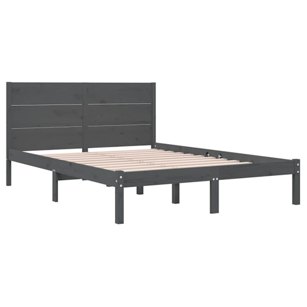 vidaXL Sängram grå massiv furu 120x200 cm enkelsäng Grå