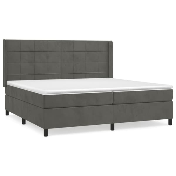 vidaXL Ramsäng med madrass mörkgrå 200x200 cm sammet Grå