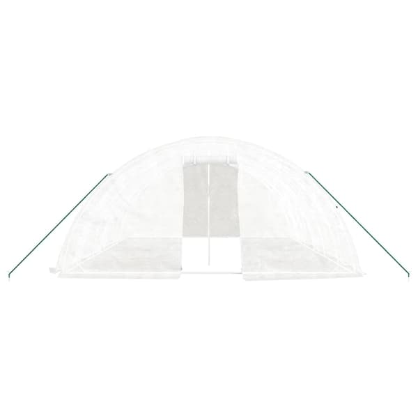 vidaXL Växthus med stålram vit 30 m² 6x5x2,3 m Vit