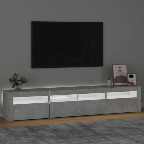 vidaXL Tv-bänk med LED-belysning betonggrå 210x35x40 cm Grå