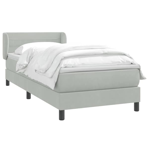 vidaXL Ramsäng med madrass ljusgrå 90x210 cm sammet Grå