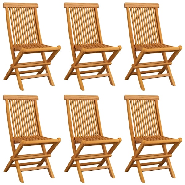 vidaXL Trädgårdsstolar 6 st med gråa dynor massiv teak grå