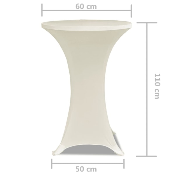 vidaXL Överdrag till ståbord 2 st Ø 60 cm stretch gräddvit Creme