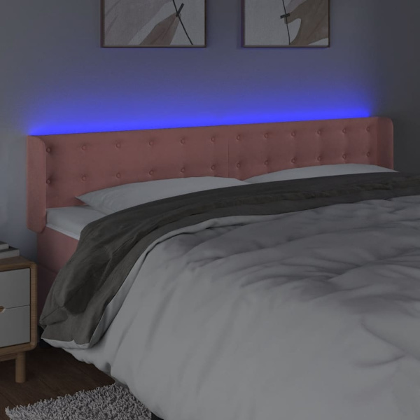 vidaXL Sänggavel LED rosa 183x16x78/88 cm sammet Rosa