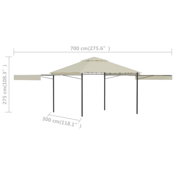 vidaXL Paviljong med förlängda tak 3x3x2,75 m gräddvit 180 g/m² Creme