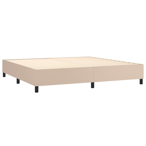 vidaXL Ramsäng med bäddmadrass cappuccino 200x200 cm konstläder Brun