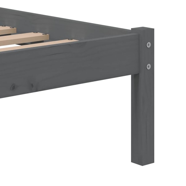 vidaXL Sängram grå massiv furu 90x200 cm Grå