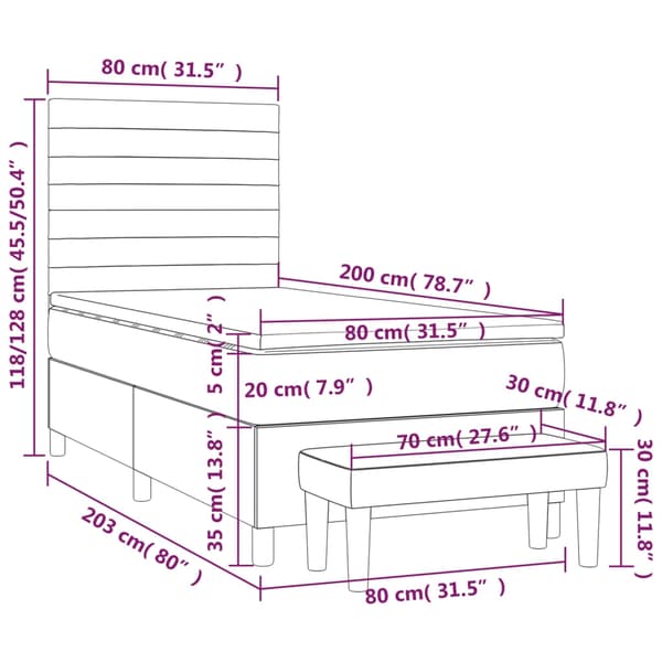 vidaXL Ramsäng med madrass mörkblå 80x200 cm sammet Blå