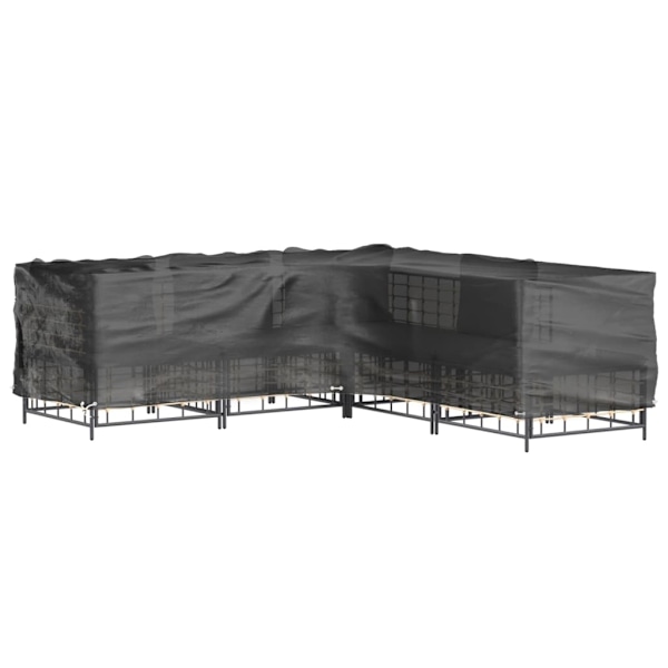 vidaXL Överdrag för utemöbler 16 ölj. 250x250x70cm L-format Svart