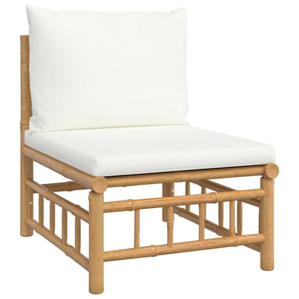 vidaXL Loungegrupp 7 delar gräddvita dynor bambu Brun