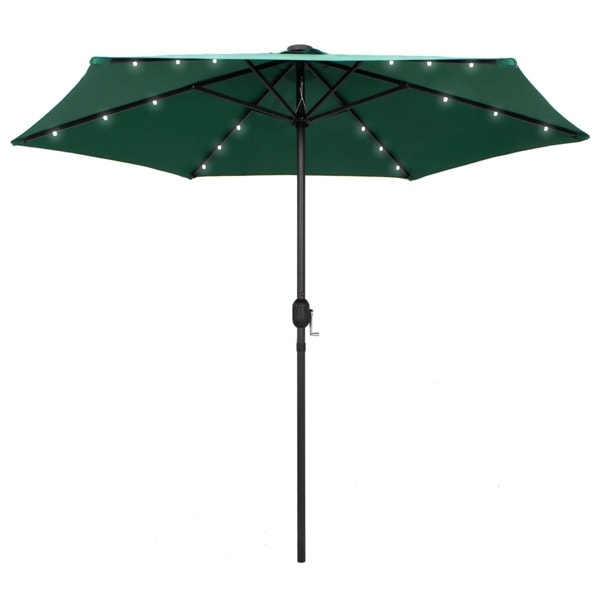 vidaXL Parasoll med LEDs och aluminiumstång 270 cm grön Grön