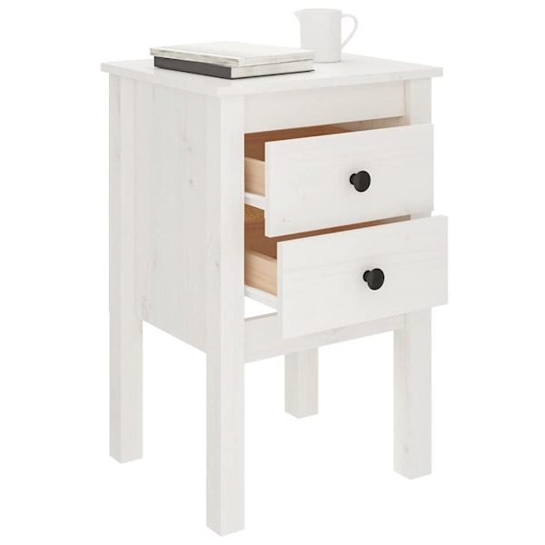 vidaXL Sängbord vit 40x35x61,5 cm massiv furu Vit