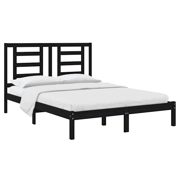 vidaXL Sängram svart massiv furu 140x190 cm Svart