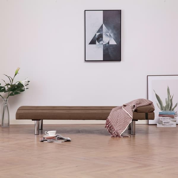 vidaXL Bäddsoffa med två kuddar brun polyester Brun