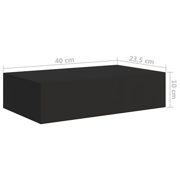 vidaXL Väggmonterad låda svart 40x23,5x10 cm MDF Svart