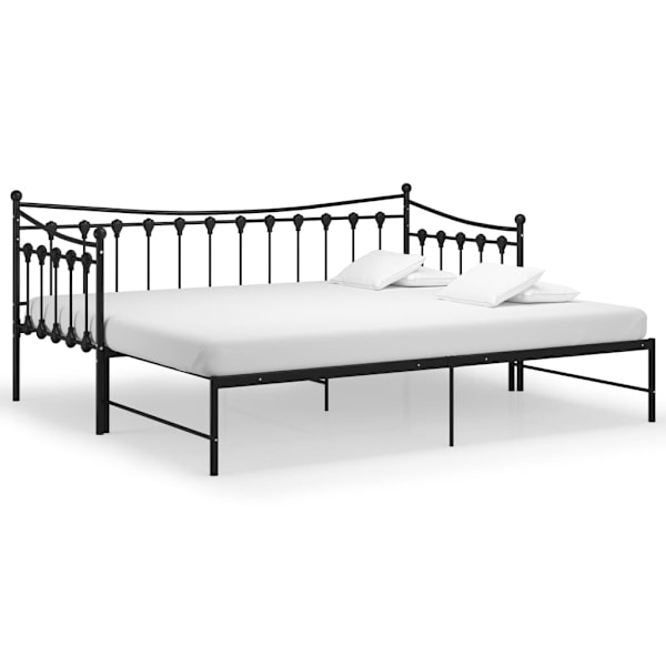 vidaXL Utdragbar sängram bäddsoffa svart metall 90x200 cm Svart