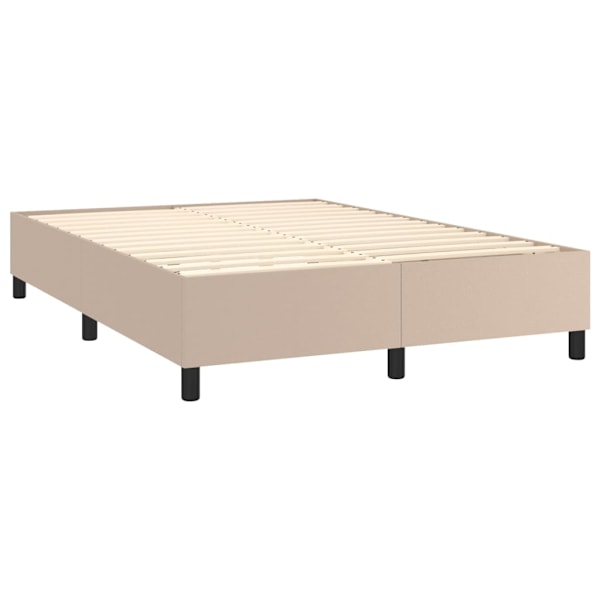vidaXL Ramsäng med bäddmadrass cappuccino 140x190 cm konstläder Brun