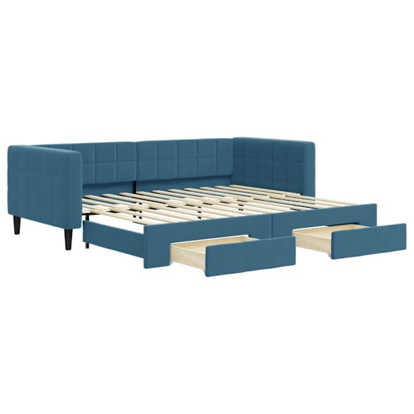 vidaXL Dagbädd utdragbar med lådor blå 90x200 cm sammet Blå