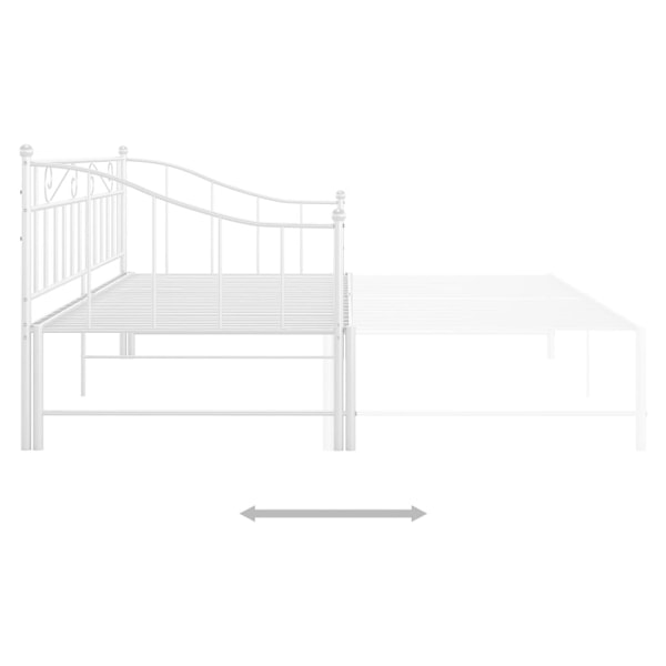 vidaXL Utdragbar sängram bäddsoffa vit metall 90x200 cm Vit