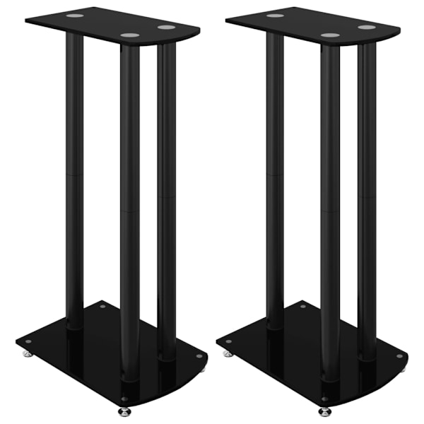 vidaXL Stativ för högtalare 2 st svart härdat glas 3-pelarmodell Svart