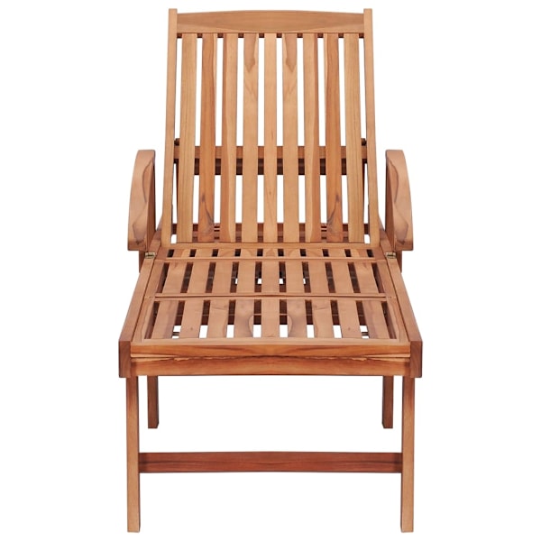 vidaXL Solsäng med grå dyna massiv teak grå
