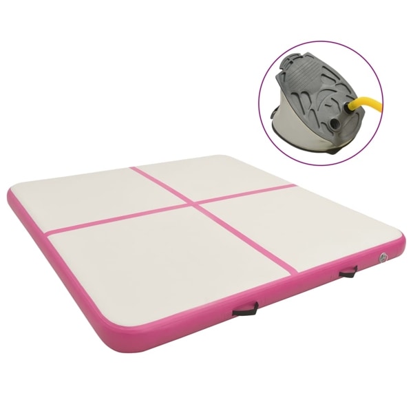 vidaXL Uppblåsbar gymnastikmatta med pump 200x200x20 cm PVC rosa Rosa