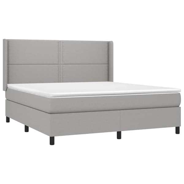 vidaXL Ramsäng med madrass ljusgrå 180x200 cm tyg Grå