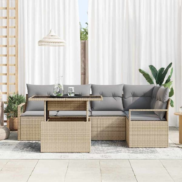 vidaXL Trädgårdsoffset 6 st 5-Antal sittplatser Beige och Ljusgrå Beige