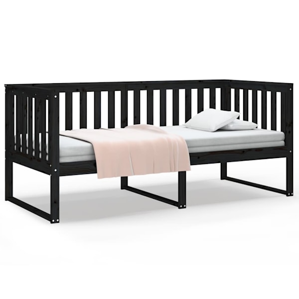 vidaXL Dagbädd svart 90x190 cm massiv furu Svart
