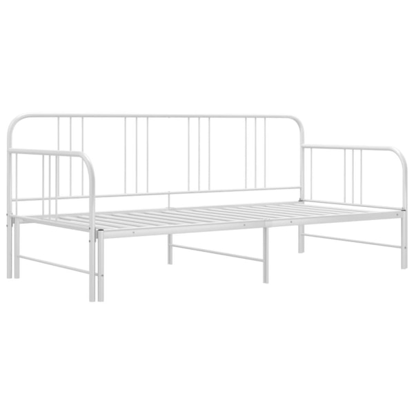 vidaXL Utdragbar sängram bäddsoffa vit metall 90x200 cm Vit