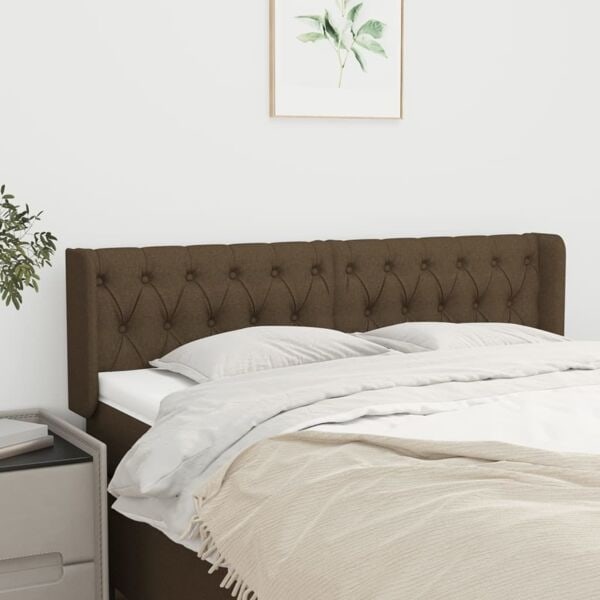 vidaXL Sänggavel med kanter mörkbrun 147x16x78/88 cm tyg Brun