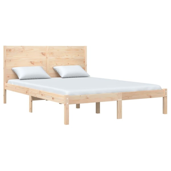 vidaXL Sängram massiv furu 140x190 cm Brun