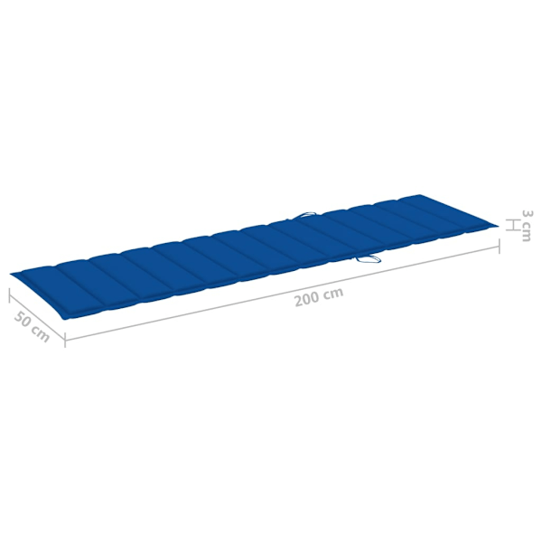 vidaXL Solsäng med bord och dyna massiv teak Blå