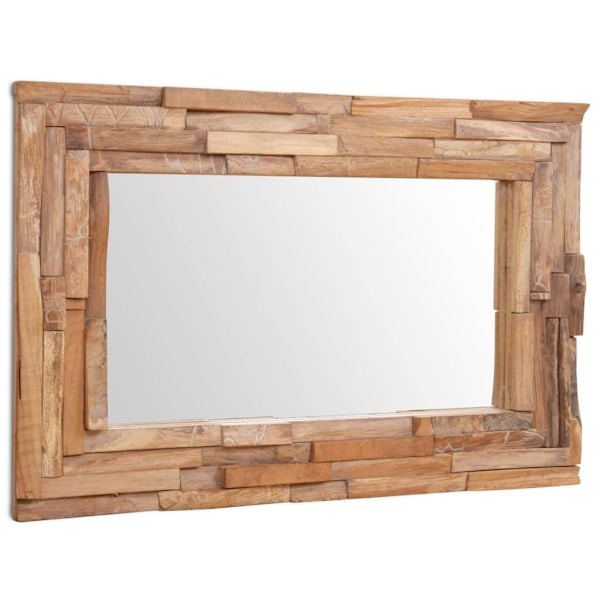 vidaXL Prydnadsspegel teak 90x60 cm rektangulär Brun