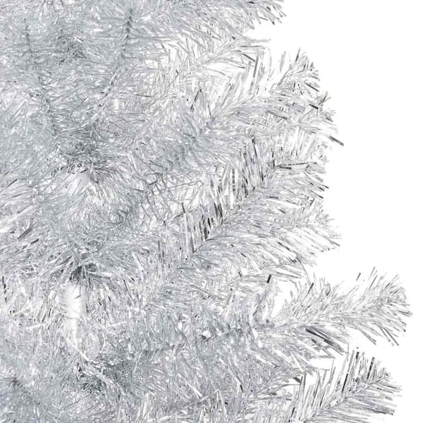 vidaXL Belyst plastgran med kulor silver 240 cm PET Silver