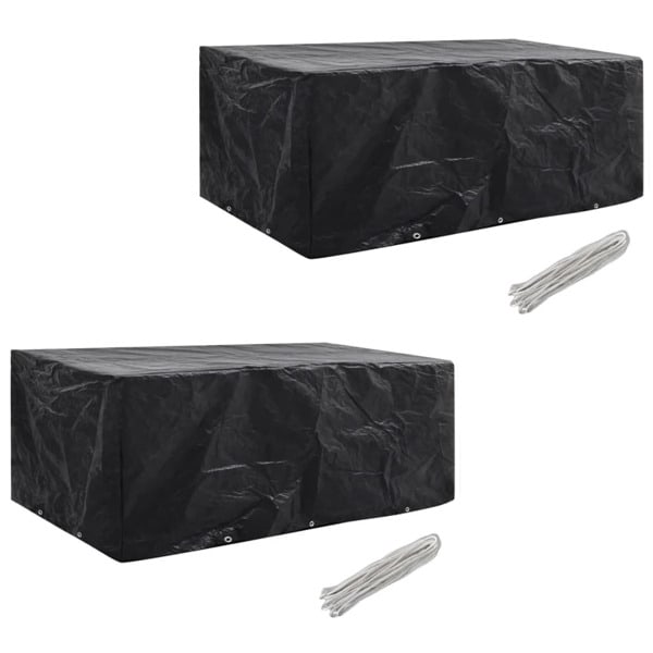 vidaXL Överdrag för trädgårdsmöbler 2 st 10 öljetter 229x113cm Svart