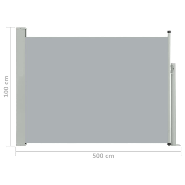 vidaXL Infällbar sidomarkis 100x500 cm grå grå