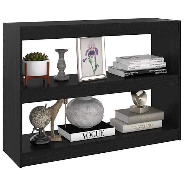 vidaXL Bokhylla/Rumsavdelare svart 100x30x71,5 cm massiv furu Svart