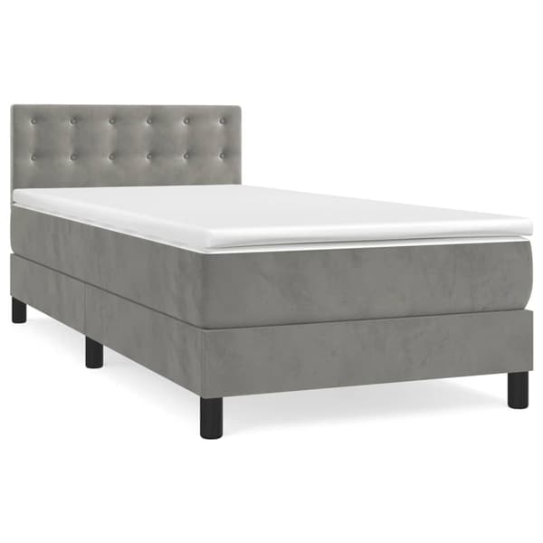 vidaXL Ramsäng med madrass ljusgrå 100x200 cm sammet Grå