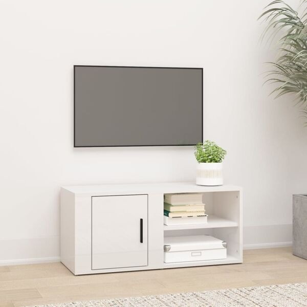 vidaXL Tv-bänk vit högglans 80x31,5x36 cm konstruerat trä Vit