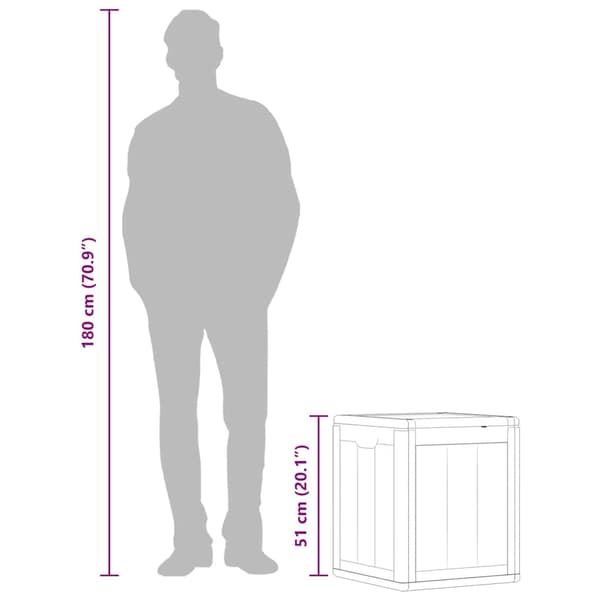 vidaXL Dynbox 90 liter grå PP-träliknande grå
