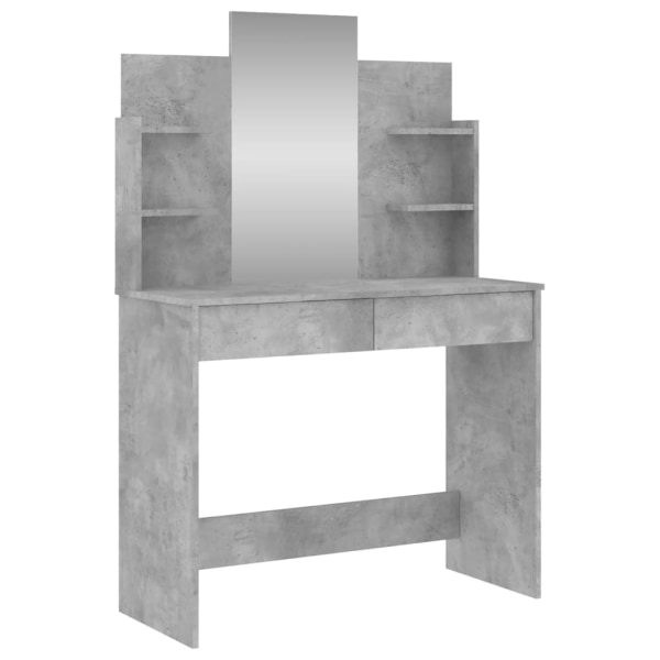 vidaXL Sminkbord med spegel betonggrå 96x39x142 cm Grå