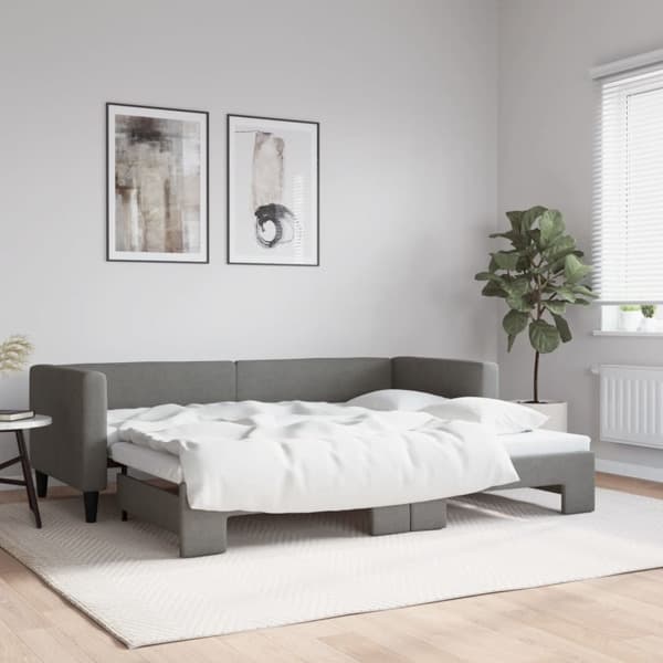 vidaXL Dagbädd utdragbar mörkgrå 80x200 cm tyg Grå