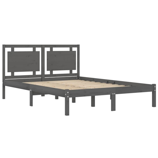 vidaXL Sängram grå massivt trä 200x200 cm Grå