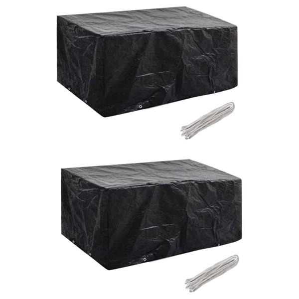 vidaXL Överdrag för trädgårdsmöbler 2 st 8 öljetter 180x140cm Svart
