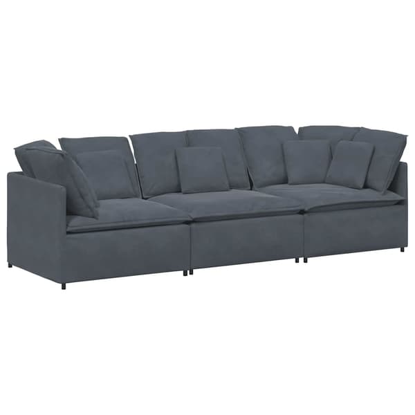 vidaXL Modulsoffa med dynor sammet mörkgrå Grå