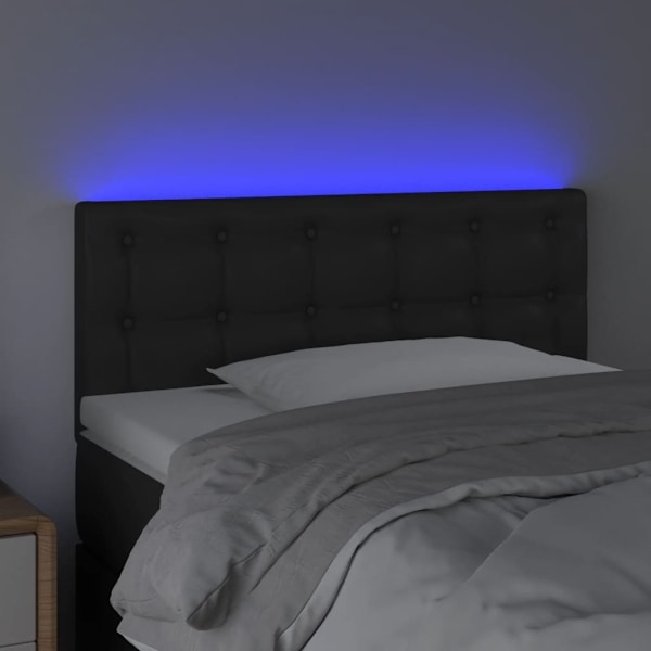 vidaXL Sänggavel LED svart 100 x 5 x 78/88 cm konstläder Svart