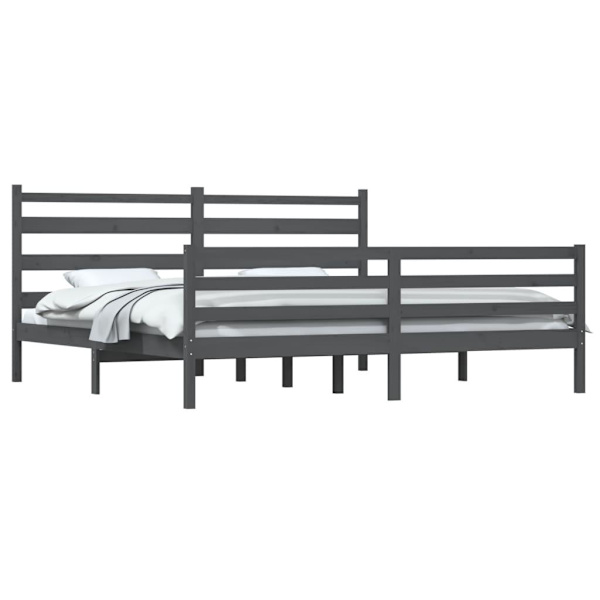 vidaXL Sängram massiv furu 200x200 cm grå Grå
