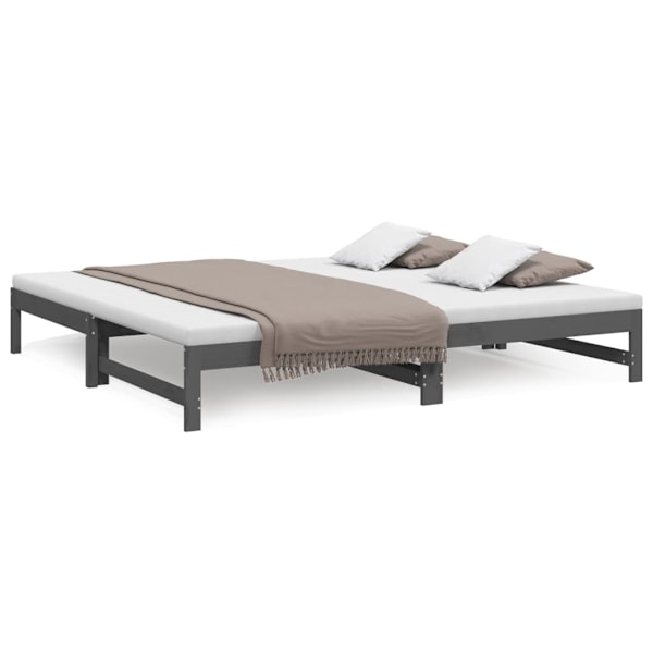 vidaXL Utdragbar dagbädd grå 2x(90x200) cm massiv furu Grå
