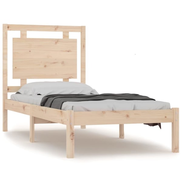vidaXL Sängram massivt trä 75x190 cm Brun